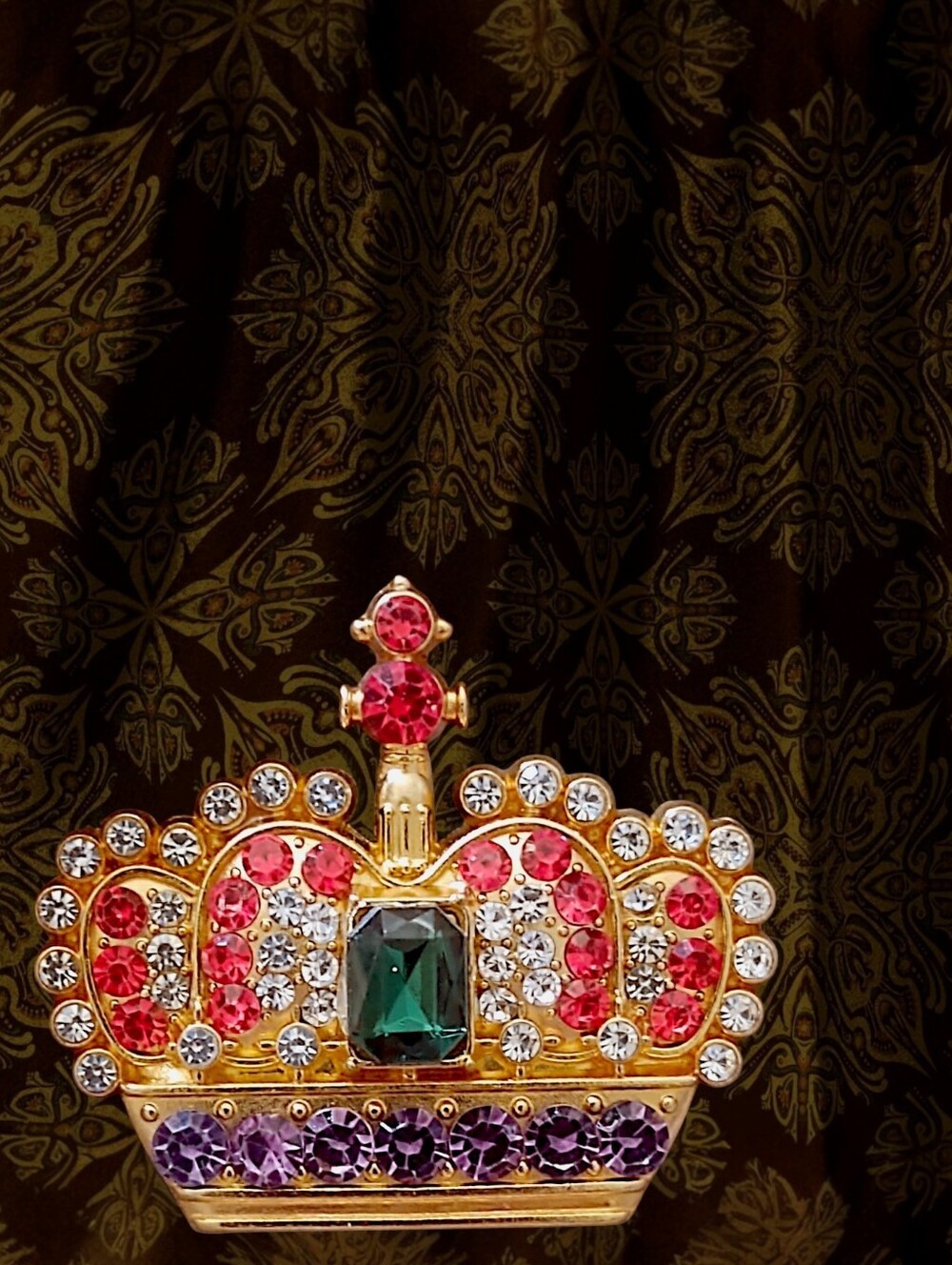 Multi-color Crystal Crown Brooch